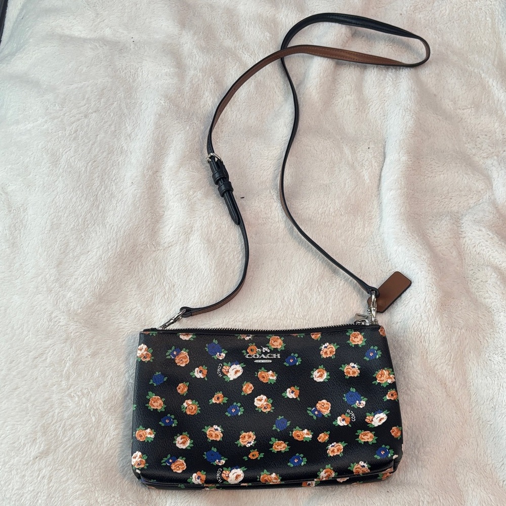 Coach Black Crossbody Bag with Floral Design